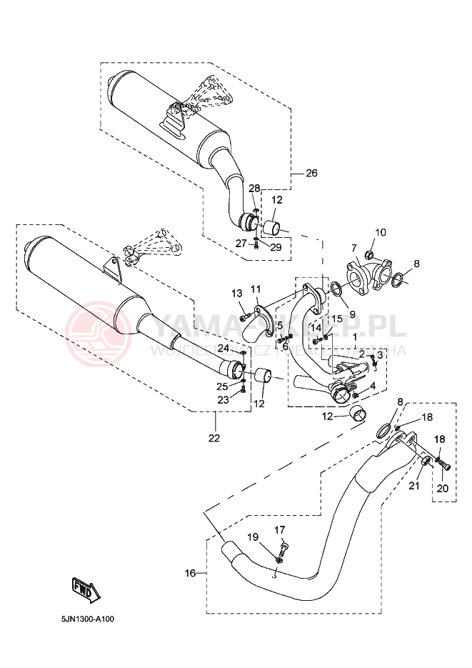 Schemat "Wydech końcowy" do Yamaha BT1100