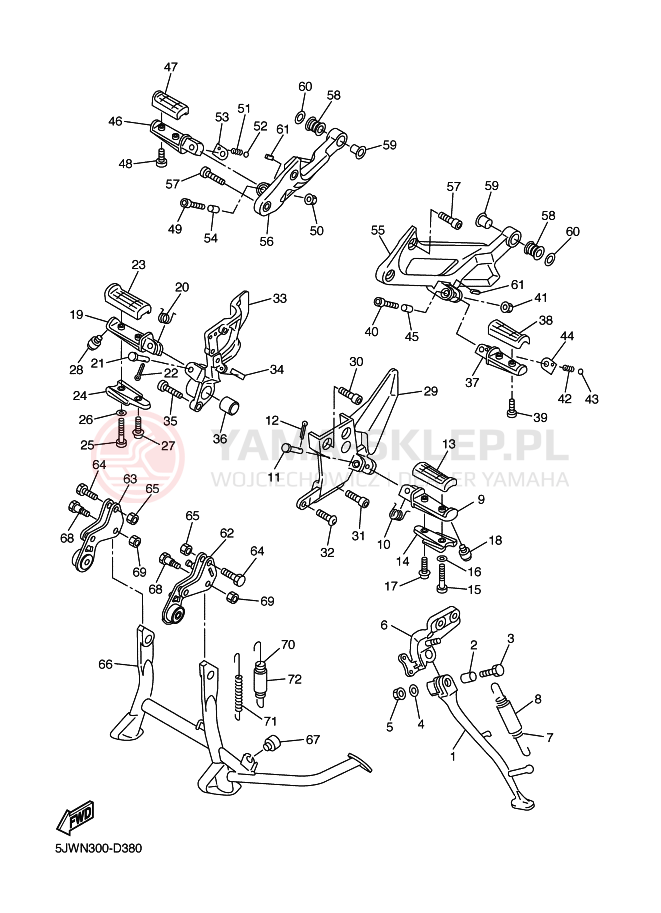 Schemat "Stopka postojowa i podnóżki" do Yamaha FJR1300