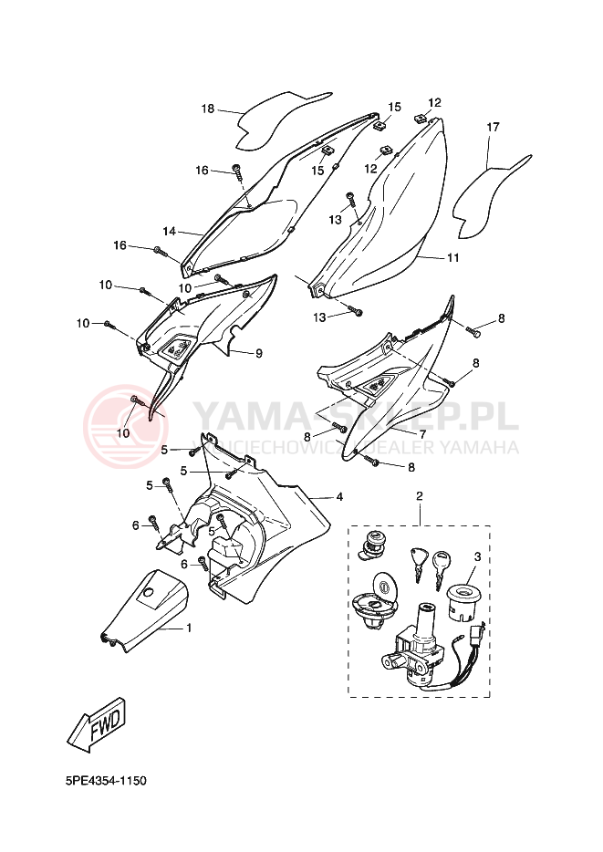 Schemat "Pokrywa boczna" do Yamaha AEROX