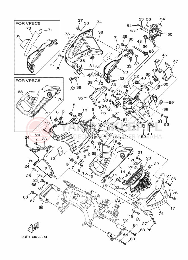 Schemat "elementy nadwozia" do Yamaha XT1200Z