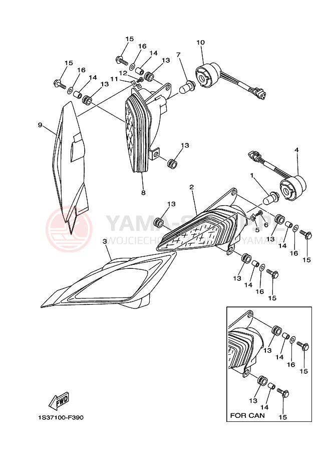 Schemat "Lampa przód" do Yamaha RAPTOR 700 SE