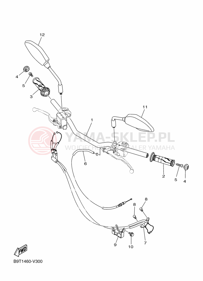 Schemat "Kierownica i osprzęt" do Yamaha MT-03