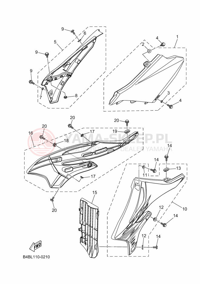 Schemat "Pokrywa boczna" do Yamaha YZ85