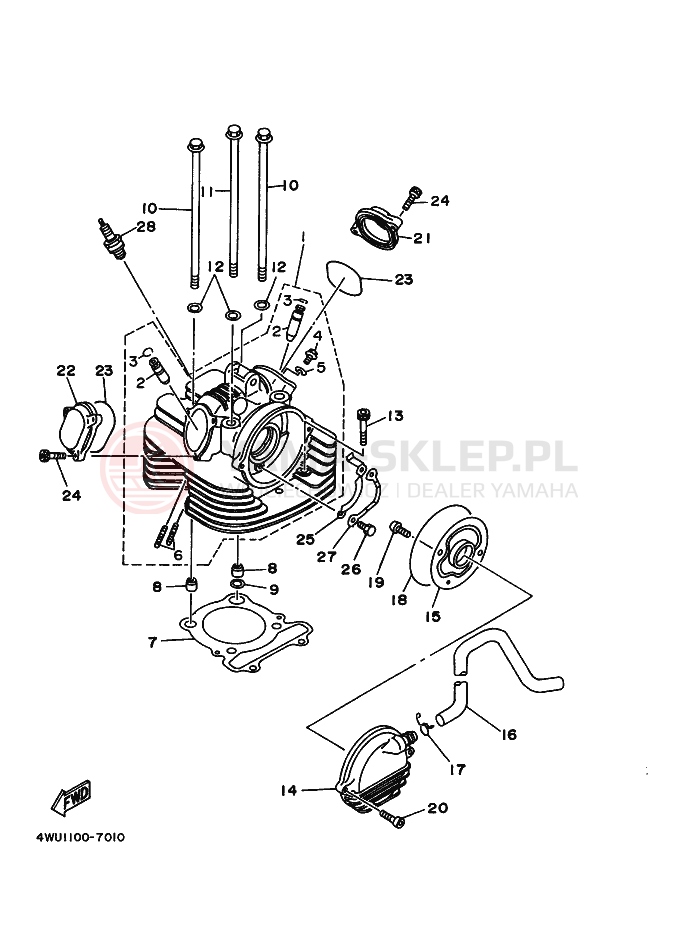 Schemat "głowica" do Yamaha YFM350FWB