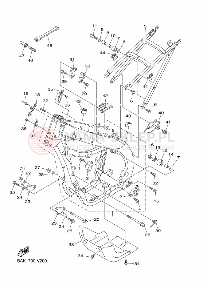 Schemat "rama" do Yamaha WR250F