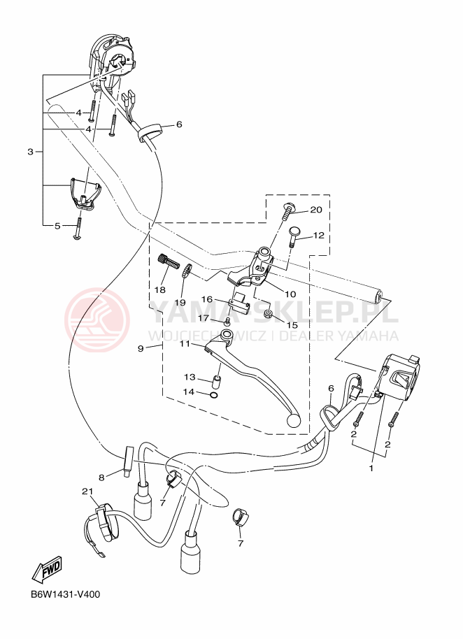 Schemat "Kierownica i osprzęt" do Yamaha MT-03