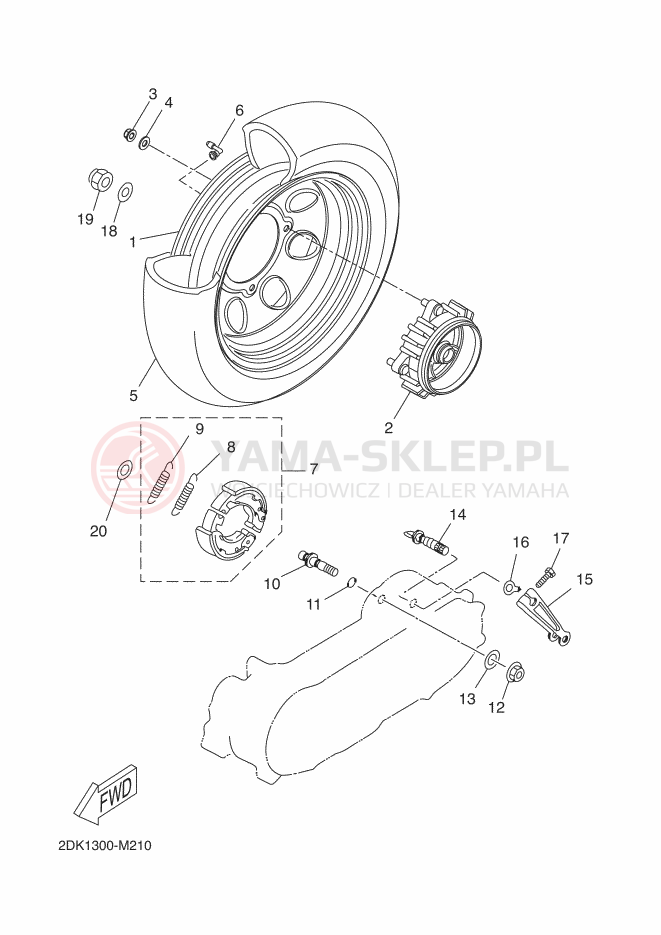 Schemat "Koło tył" do Yamaha YN50E