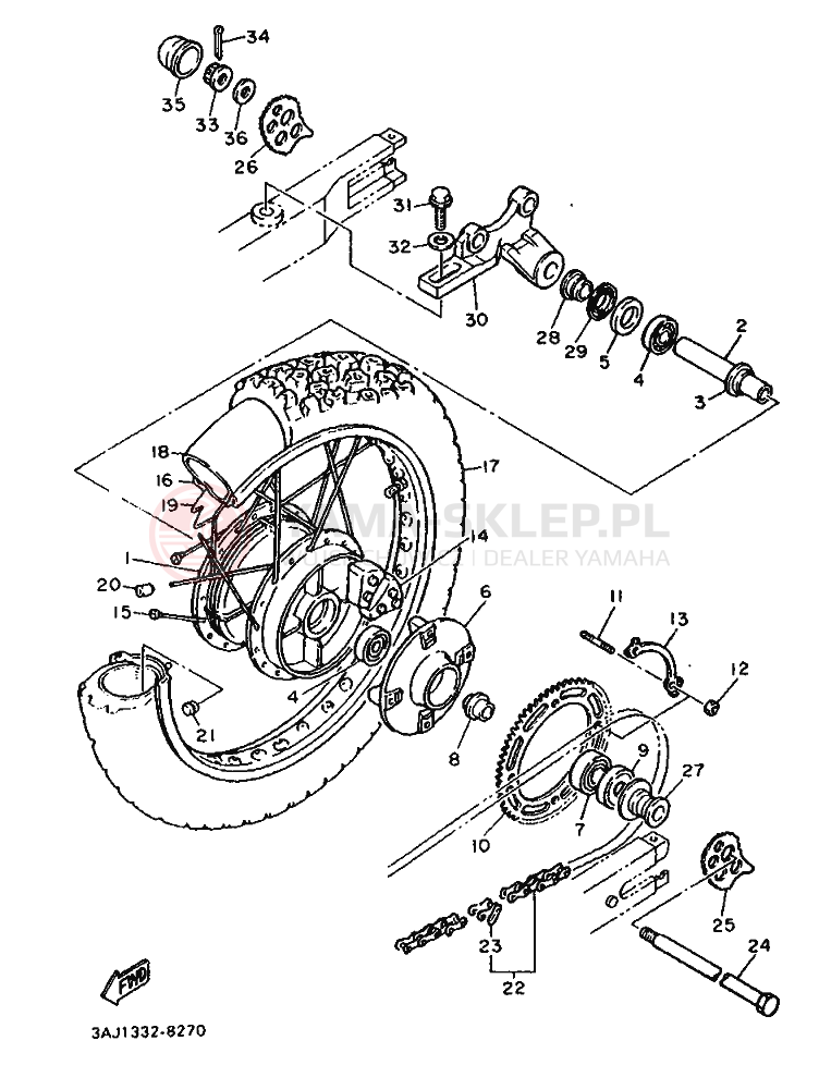Schemat "Koło tył" do Yamaha XT600Z TENERE