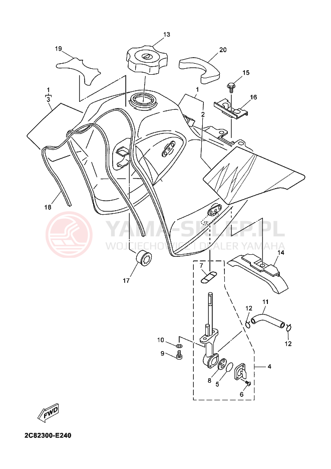 Schemat "zbiornik paliwa" do Yamaha DT125X