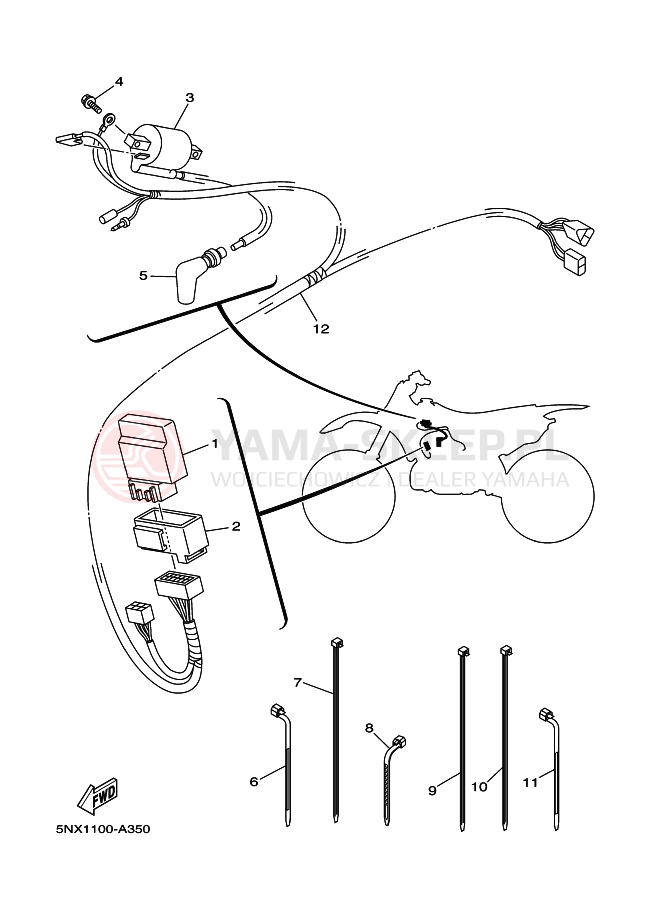 Schemat "układ elektryczny" do Yamaha YZ250