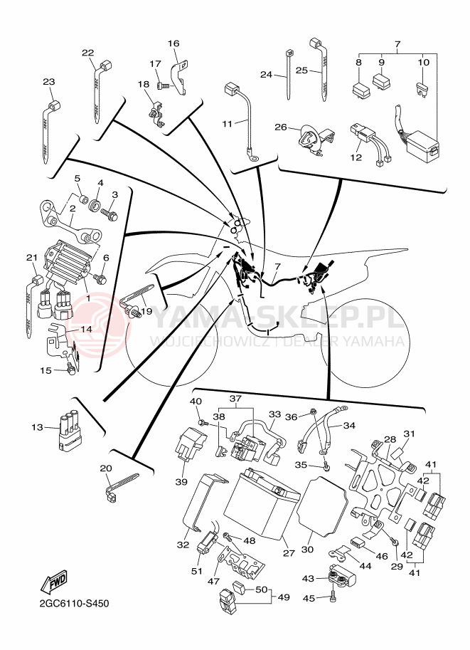Schemat "układ elektryczny" do Yamaha WR450F