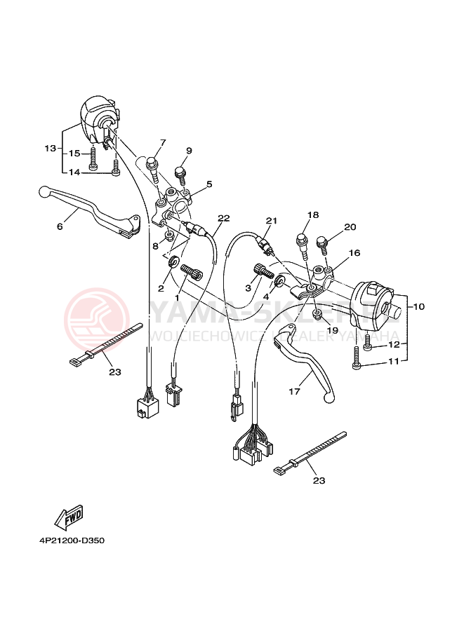 Schemat "Kierownica i osprzęt" do Yamaha YBR125E