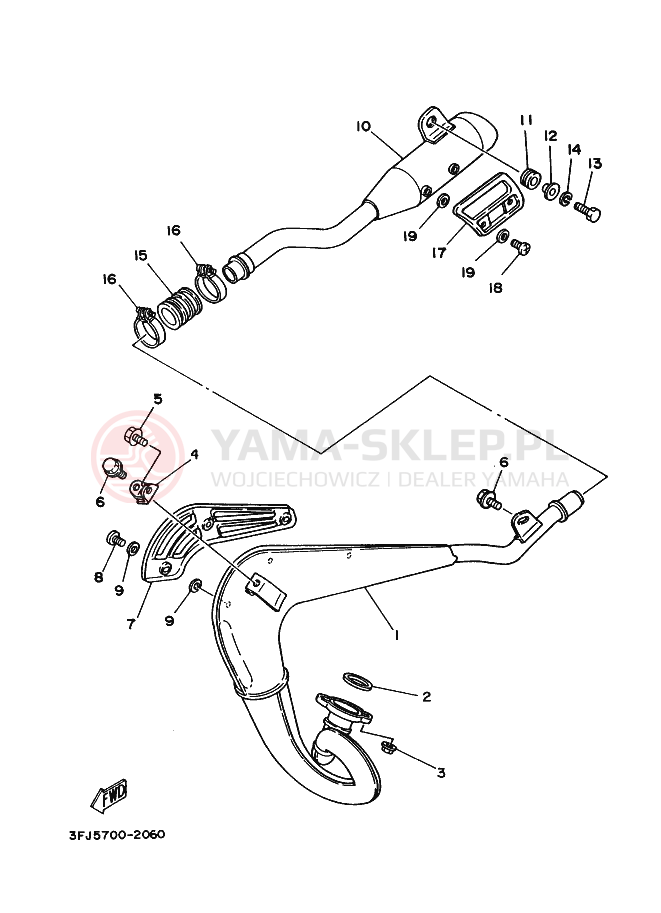 Schemat "Wydech końcowy" do Yamaha DT125