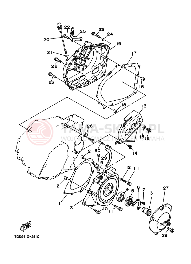 Schemat "Pokrywa silnika" do Yamaha WARRIOR