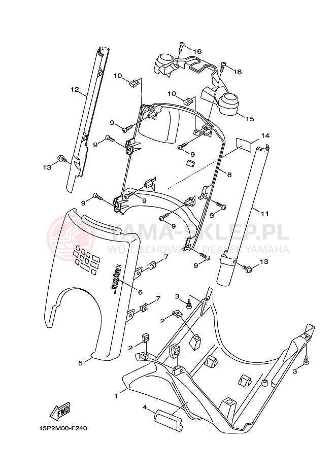 Schemat "Nadwozie przód" do Yamaha BOOSTER X