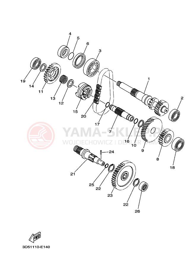 Schemat "Skrzynia biegów " do Yamaha WOLVERINE 2WD