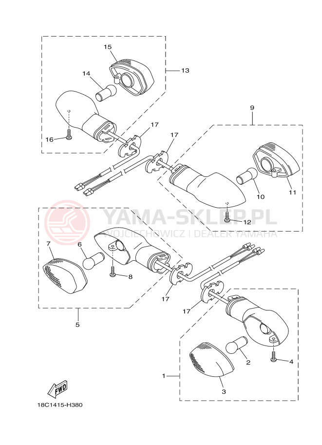 Schemat "kierunkowskazy" do Yamaha YBR125ED