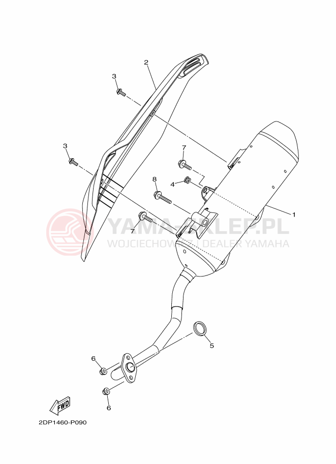 Schemat "Wydech końcowy" do Yamaha NMAX 150