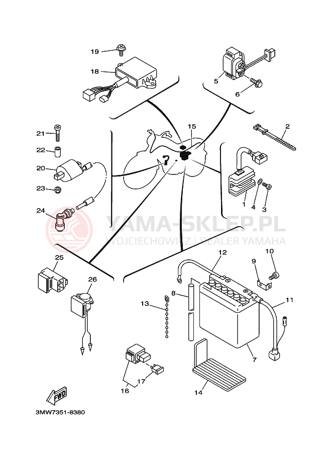 Schemat "układ elektryczny" do Yamaha SR125