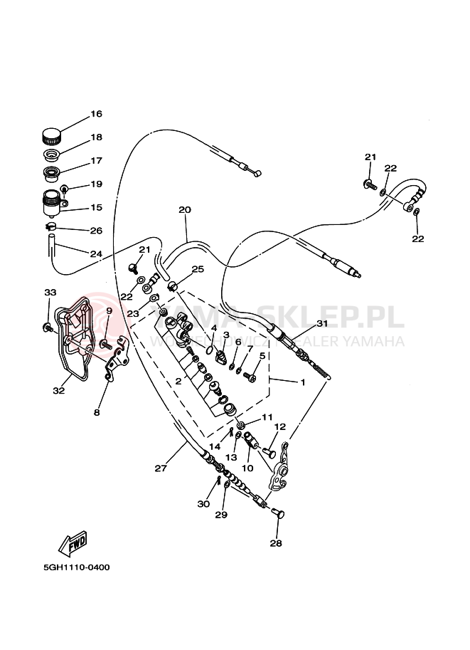 Schemat "Pompa hamulcowa tył" do Yamaha YFM400FA