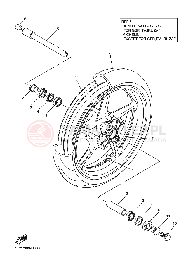 Schemat "Koło przód" do Yamaha YZF-R1