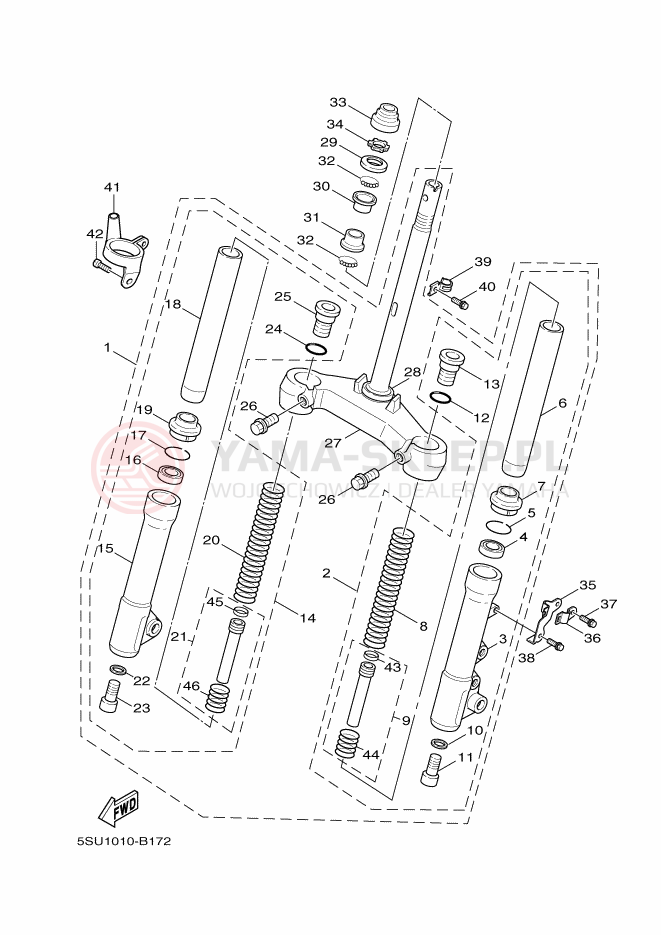 Schemat "Amortyzatory przód" do Yamaha CV50A JOG CASUAL