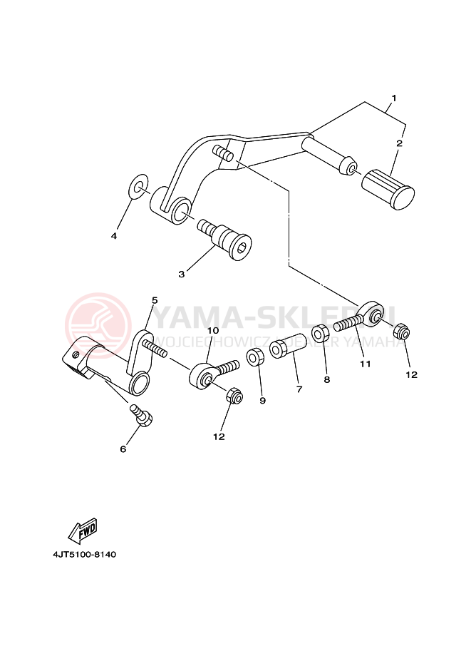 Schemat "Dźwignia zmiany biegów, wałek" do Yamaha TZ125