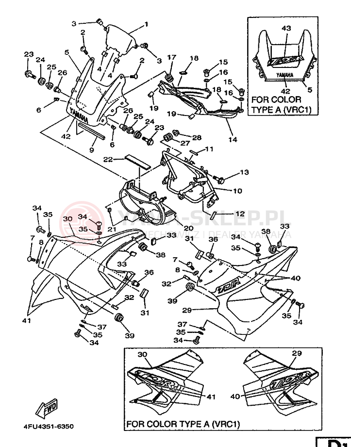 Schemat "Obudowa silnika" do Yamaha TDR125
