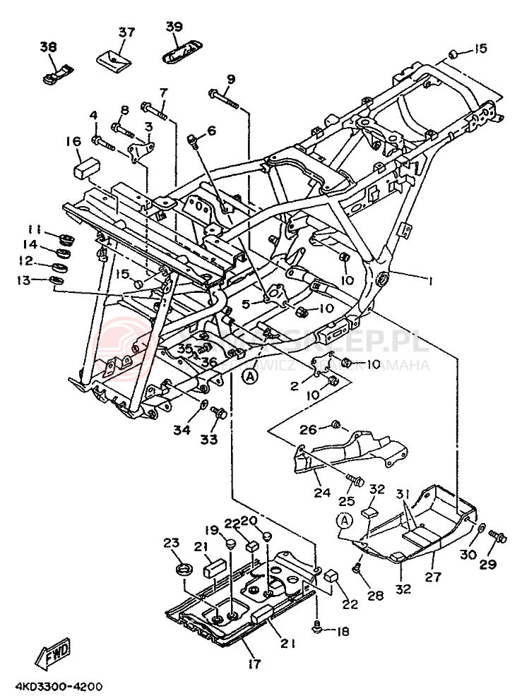 Schemat "rama" do Yamaha YFB250FW