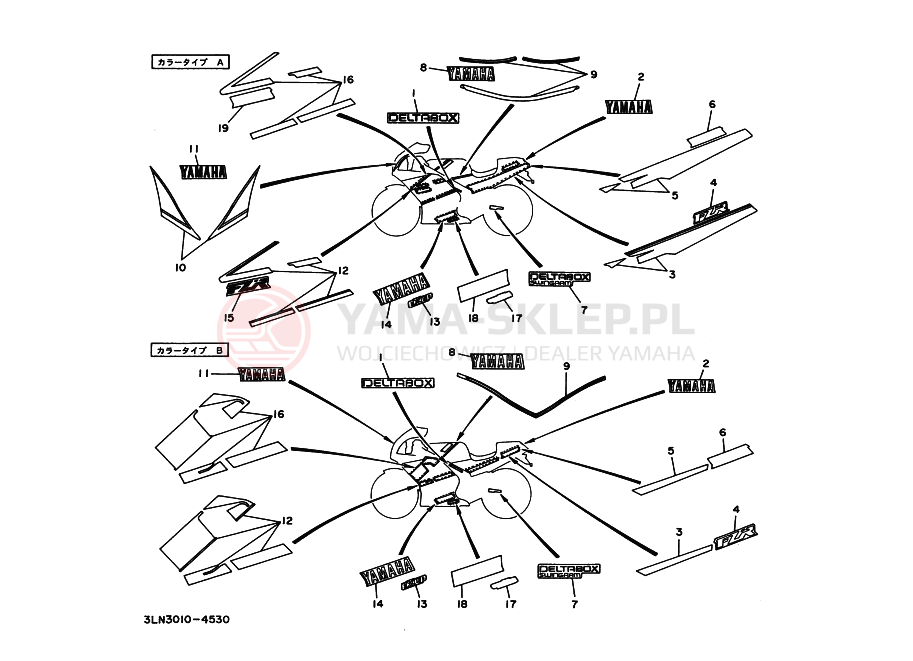 Schemat "naklejki" do Yamaha FZR250R