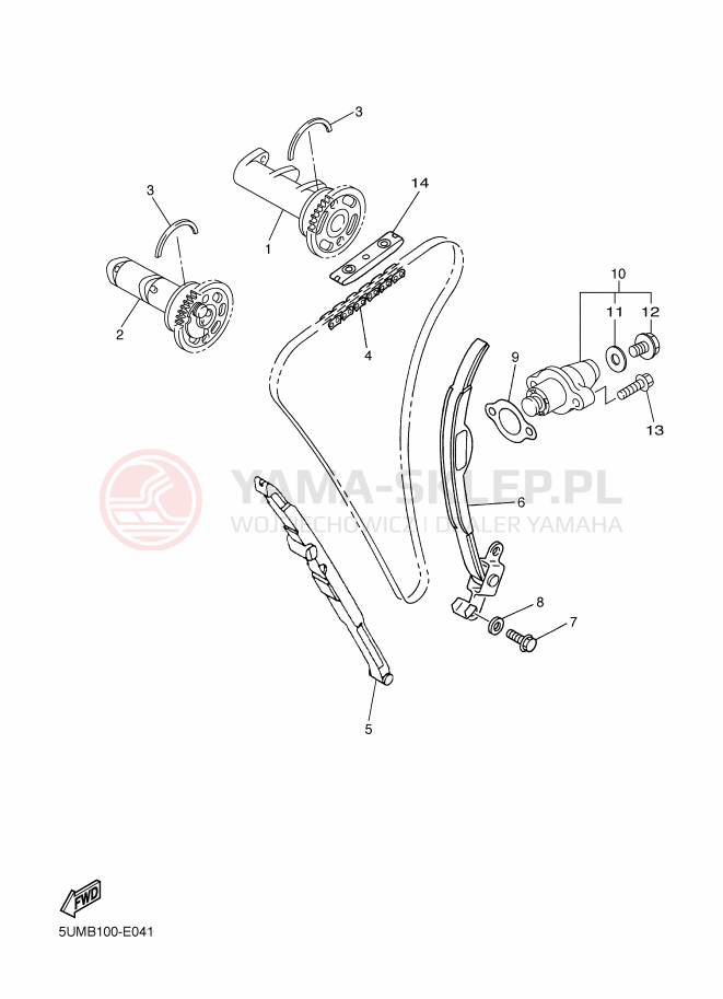 Schemat "Rozrząd - łańcuszek" do Yamaha WR250F