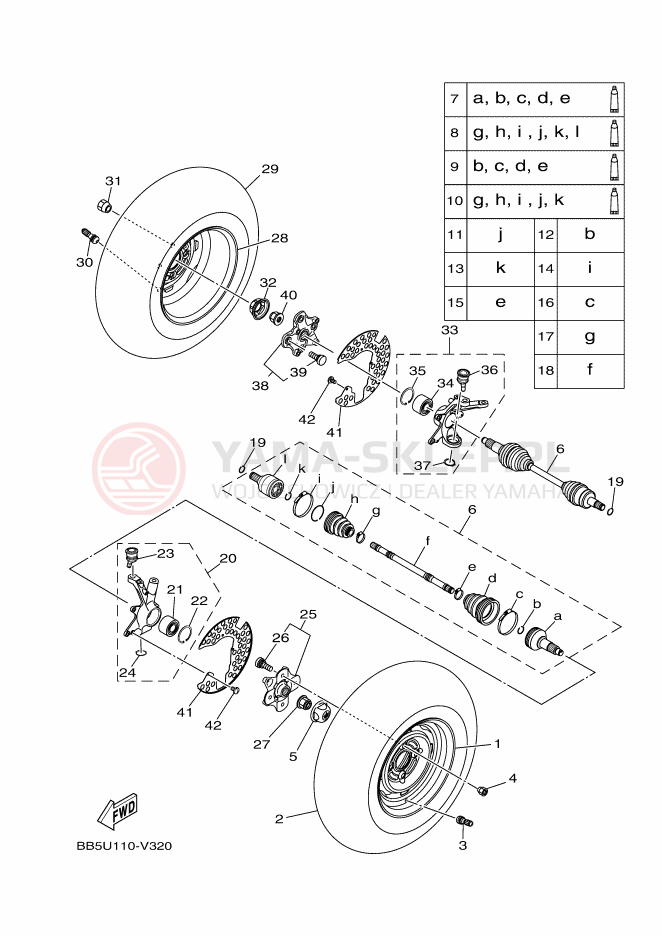 Schemat "Koło przód" do Yamaha YFM450FWB KODIAK 450