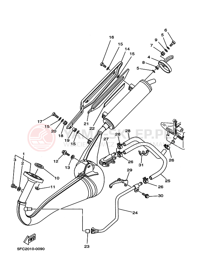 Schemat "Wydech końcowy" do Yamaha RZ50