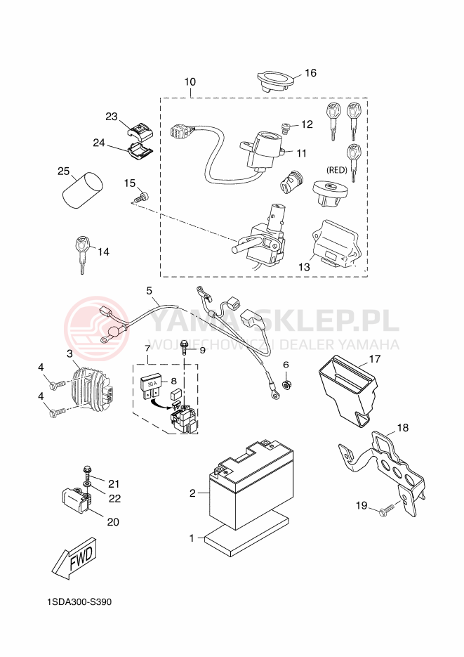 Schemat "układ elektryczny" do Yamaha X-MAX 400 ABS