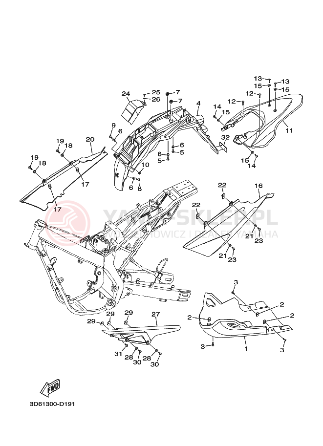 Schemat "Elementy nadwozia" do Yamaha XT125R