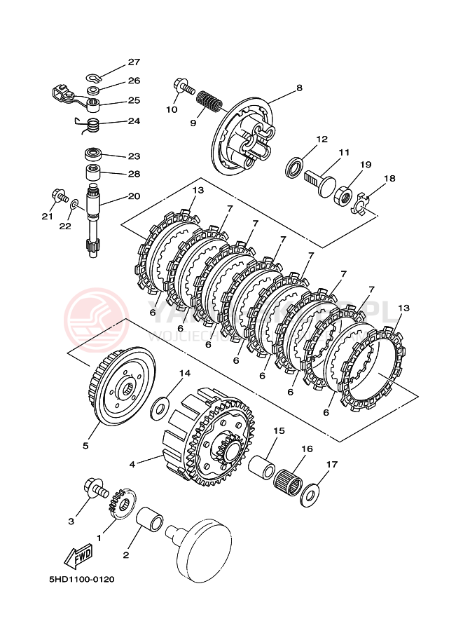 Schemat "sprzęgło" do Yamaha YZ125