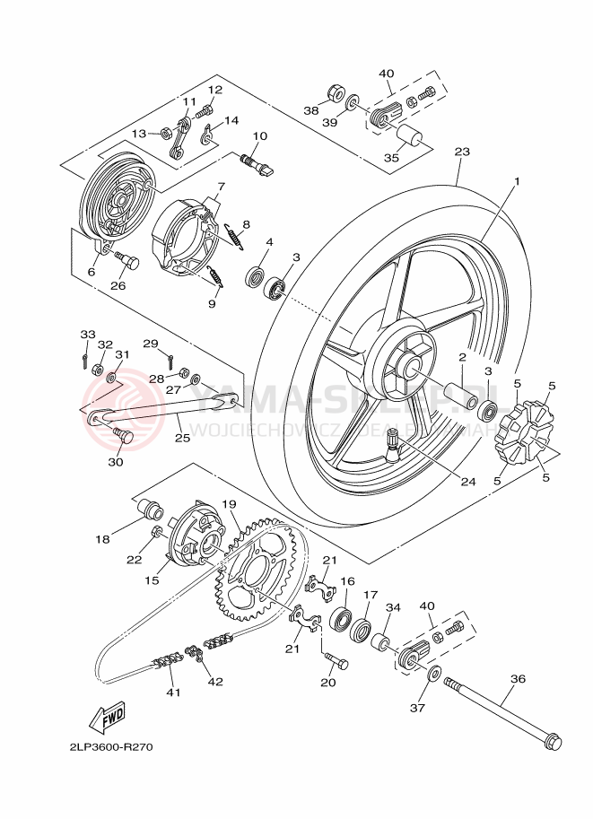 Schemat "Koło tył" do Yamaha YC125-5