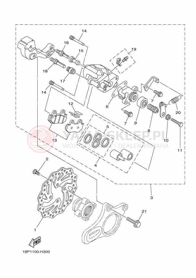 Schemat "Zacisk hamulcowy tylny" do Yamaha YFZ450R