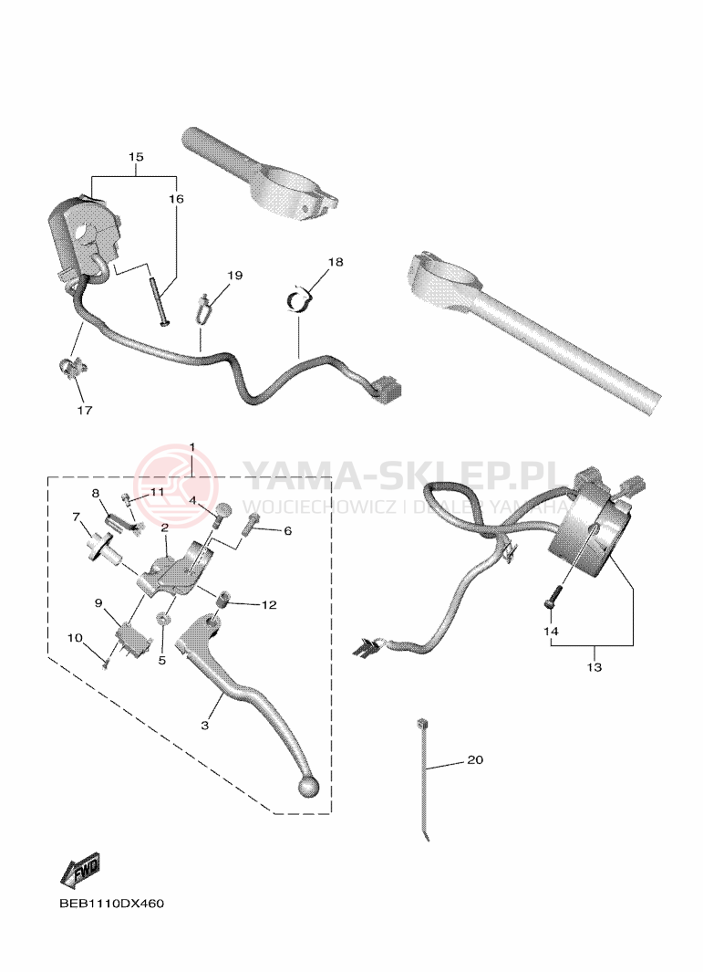Schemat "Kierownica i osprzęt" do Yamaha R7