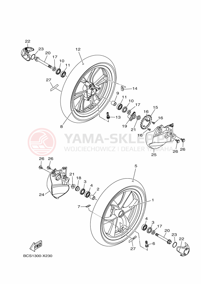 Schemat "Koło przód" do Yamaha TRICITY 125