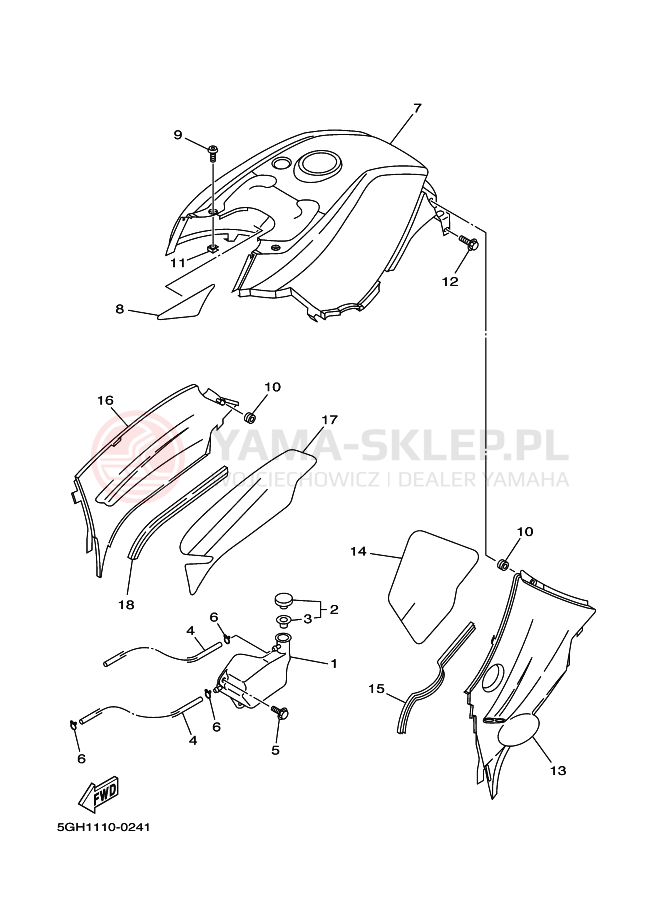 Schemat "Pokrywa boczna" do Yamaha YFM400FWA