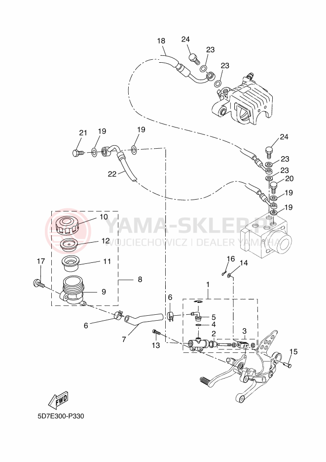 Schemat "Pompa hamulcowa tył" do Yamaha YZF-R125 ABS