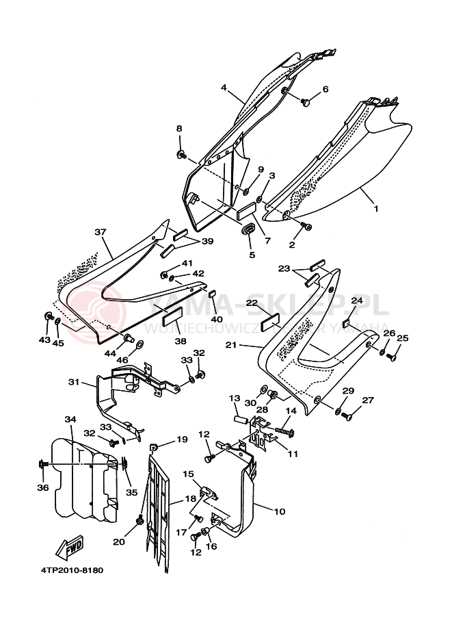 Schemat "Pokrywa boczna" do Yamaha DT230 LANZA