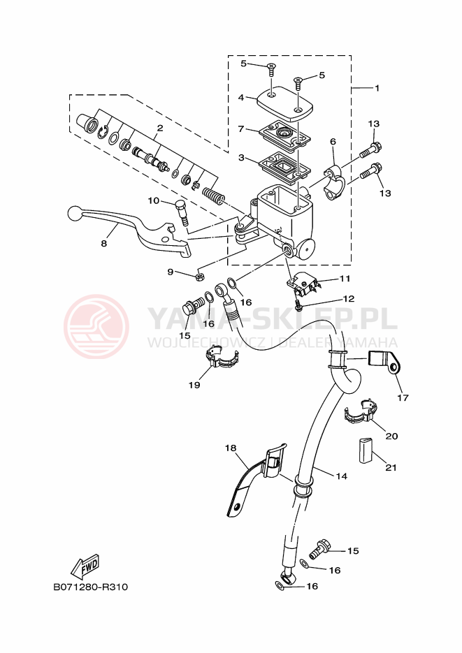 Schemat "Pompa hamulcowa przednia" do Yamaha MT-250