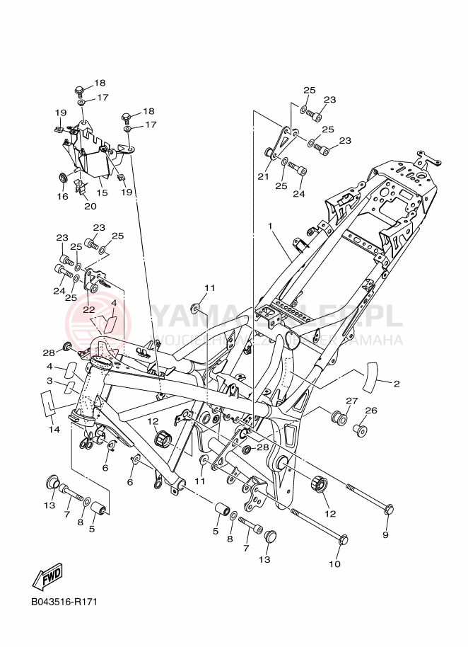 Schemat "rama" do Yamaha MT-03