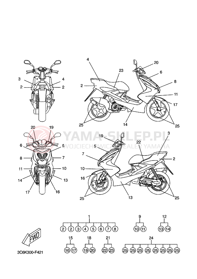 Schemat "naklejki" do Yamaha AEROX