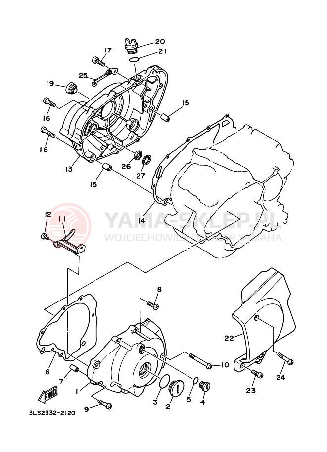 Schemat "Pokrywa silnika" do Yamaha XV250 VIRAGO