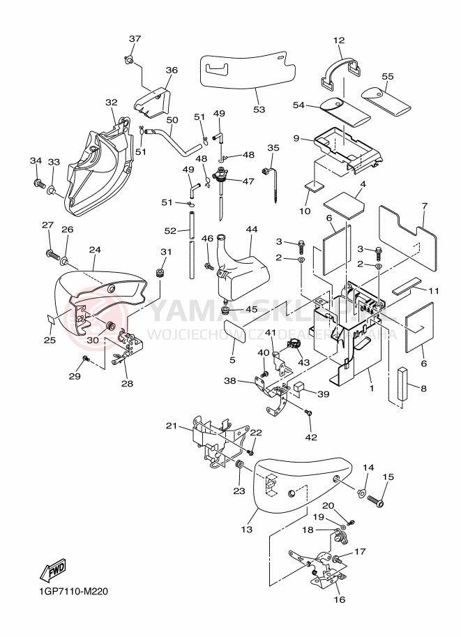 Schemat "Pokrywa boczna" do Yamaha XVS1300CU