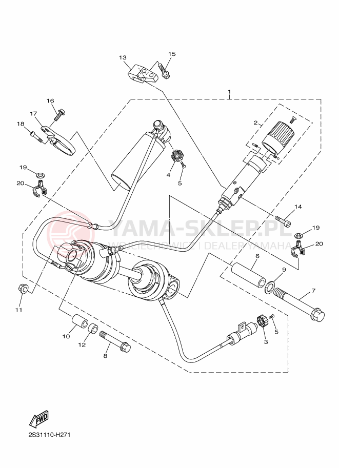 Schemat "zawieszenie tył" do Yamaha VMAX