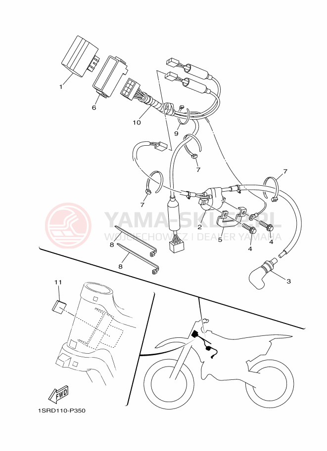 Schemat "układ elektryczny" do Yamaha YZ125